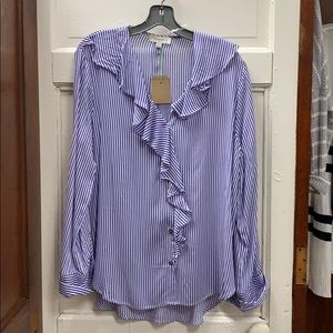 Ruffle Front Stripe Blouse